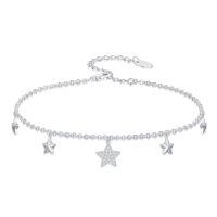wholesale TOUPOP 925 Sterling Silver Ankle Bracelets For Women Adjustable Anklet Elegant Foot Jewelry Birthday Gift For Her Wife Mom Girlfriend -style_name:Stars