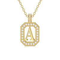 TOUPOP 14K Gold Moissanite Initial Letter Pendant Necklace-style_name:Letter A
