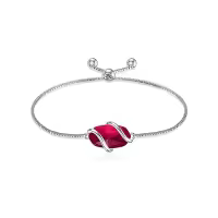 TOUPOP 925 Sterling Silver Gemstone Link Bracelet Adjustable Fine Jewelry-color_name:A-Garnet-January