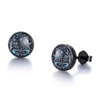 wholesale Cross/ankh/celtic Knot Viking Stud Earrings For Men Women 925 Sterling Silver Black Turquoise Stud Viking Earrings Celtic Jewelry Christmas Gifts For Friend -style_name:Tree of Life