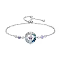 TOUPOP Sterling Silver Blue Crystal Birthstone Moon Star Bracelet Women Jewelry Gift-color_name:02-February-Amethyst