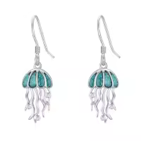 TOUPOP Sterling Silver Turquoise Ocean Animal Dangle Drop Earrings-style_name:Jellyfish