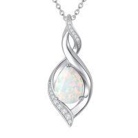 wholesale Birthstone Necklace For Women Teardrop Necklaces 925 Sterling Silver Infinity Love Jewelry Birthday Christmas Gifts For Women Mom Wife Girlfriend -color_name:10-October-Opal