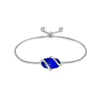 TOUPOP 925 Sterling Silver Gemstone Link Bracelet Adjustable Fine Jewelry-color_name:A-Sapphire-September