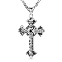TOUPOP 925 Sterling Silver Cross Pendant Necklace For Men Gifts-style_name:J03 Gothic Cross