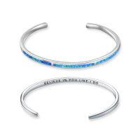 wholesale TOUPOP Bracelet For Women Opal Bracelet 925 Sterling Silver Opal Cuff Bangle Bracelets Inspirational Fine Jewelry Gifts For Women Her Wife Mom Daughter Christmas Birthday Gifts Ideas -style_name:16-BELIEVE IN YOU LIKE I DO