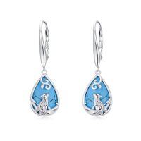 wholesale Butterfly/dragonfly/bee Earrings For Women 925 Sterling Silver Teardrop Moonstone Turquoise Earrings Animal Jewelry Christmas Gifts For Women -style_name:2-Turquoise Fox