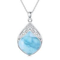 wholesale TOUPOP Gemstone Teardrop Necklace For Women 925 Sterling Silver Celtic Knot Pendant Irish Jewelry Anniversary Birthday Christmas Xmas Gifts For Her -style_name:Larimar