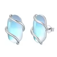 TOUPOP 925 Sterling Silver Gemstone Dainty Drop Earrings-color_name:Stud-Moonstone-June
