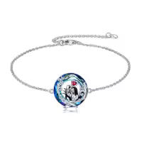 TOUPOP Sterling Silver Crystal Nightmare Bracelet Jack Sally Skull Jewelry-style_name:Style 5