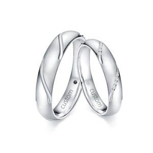 B Moissanite Wedding Ring Set