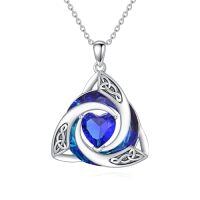 wholesale TOUPOP Celtic Birthstone Necklace For Women 925 Sterling Silver Trinity Knot Crystal Pendant Irish Jewelry Anniversary Birthday Gifts For Her Wife Girlfriend Mom Daughter -color_name:09-Sept. - Sapphire