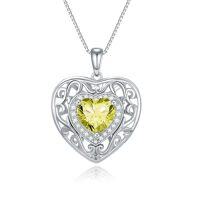 wholesale 925 Sterling Silver Heart Celtic Necklace With 12 Birthstone Jewelry Birthday Anniversary Christmas Gifts For Her Wife Girlfriend Mom -color_name:8-Aug-Peridot