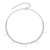 TOUPOP Sterling Silver Ankle Bracelets For Women Adjustable Anklet Elegant Foot Jewelry-style_name:Simple anklet