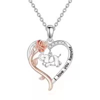 TOUPOP Sterling Silver Cute Animal Necklace Women's Jewelry Birthday Christmas Gift-style_name:Elephant