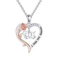 wholesale TOUPOP Christmas Gifts Cute Animal Necklace For Women 925 Sterling Silver Animal Jewelry Brithday Christmas Gift -style_name:Elephant
