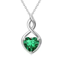 TOUPOP Sterling Silver Birthstone Infinity Heart Pendant Necklace-color_name:05-May-Emerald