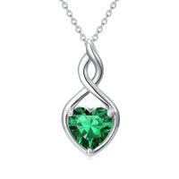 wholesale Infinity Birthstone Necklace 925 Sterling Silver Heart Love Infinity Pendant Fine Jewelry Birthday Christmas Gifts For Women Girlfriend Wife -color_name:05-May-Emerald