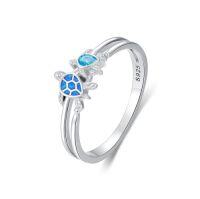 wholesale TOUPOP Sea Turtle Ring Blue Opal 925 Silver Rings For Women Sterling Silver Ocean Rings Jewelry Gift For Mother Christmas -style_name:1-Sea Turtle #8