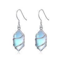 wholesale 925 Sterling Silver Earrings For Women Hexagon Gemstone Drop Dangle Earrings Fine Jewelry Birthday Christmas Gifts For Women Her -color_name:Moonstone