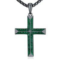 wholesale Cross Necklace For Men 925 Sterling Silver Cross Pendant Necklace Religious Protection Jewelry Birthday Christmas Gifts For Father Husband Him Son Her -style_name:Black Malachite Cross Necklace