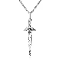 TOUPOP Sterling Silver Sword Triforce Pendant Necklace Jewelry Gifts-style_name:Sword