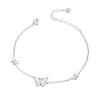 TOUPOP Sterling Silver Opal Butterfly Bracelet Anklet Jewelry Gifts-style_name:9-White Anklet