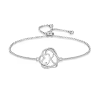 TOUPOP 925 Sterling Silver Heart Initial Double Heart Bracelet Birthday Christmas Jewelry Gifts-style_name:Initial K