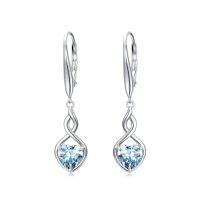 wholesale Infinity Birthstone Earrings 925 Sterling Silver Heart Love Infinity Dangle Drop Earrings Fine Jewelry Birthday Christmas Gifts For Women Girlfriend Wife -color_name:03-March-Aquamarine