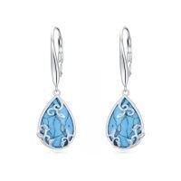 wholesale Butterfly/dragonfly/bee Earrings For Women 925 Sterling Silver Teardrop Moonstone Turquoise Earrings Animal Jewelry Christmas Gifts For Women -style_name:2-Turquoise Filigree