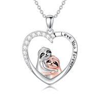 wholesale Animal Necklace For Women 925 Sterling Silver Heart Axolotl/owl/sloth/penguin/panda Necklace Pendant Animal Jewelry Christmas Gifts For Women -style_name:1-Sloth