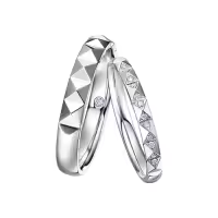 TOUPOP 10k/14k/18k Gold/925 Silver Moissanite Customized Couples Wedding Rings Set-style_name:A Wedding Ring Set