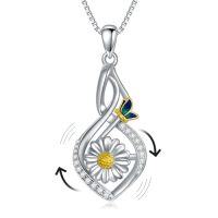 wholesale TOUPOP Sterling Silver Infinity Jewelry Rose/sunflower/daisy Necklace For Women Christmas Gifts Rotatable Fidget Funny Pendant For Birthday Gifts For Women -style_name:Daisy Necklace