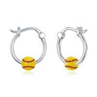 wholesale Softball/golf/volleyball/soccer/football/basketball Hoop Earrings 925 Sterling Silver Hoop Sports Earrings Sports Jewelry Christmas Gifts For Women -style_name:A-Softball