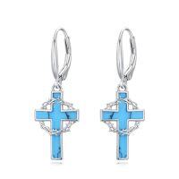 wholesale Turquoise Cross Earrings For Women Sterling Silver Turquoise Dangle Earrings Cross Jewelry Christmas Gifts For Women Mom Her -style_name:Crown of Thorns Earrings