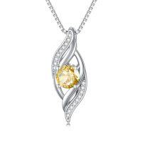 wholesale Birthstone Infinity Necklace For Women S925 Sterling Silver Infinity Love Jewelry Birthday Anniversary Christmas Gifts For Her Girlfriend Wife -color_name:11-November-Citrine