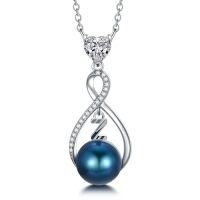 wholesale Black Pearl Infinity Necklace Sterling Silver Black Freshwater Peartl A-z Initial Pendant Necklace Infinity Letter Jewelry Christmas Birthday Gifts For Women Her Mom -style_name:Letter Z