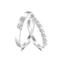 TOUPOP 925 Sterling Silver/10k/14k/18k Gold Moissanite Personalized Wedding Couples Rings Set-style_name:A Wedding Ring Set