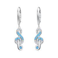wholesale Music Earrings For Women 925 Sterling Silver Turquoise Music Jewelry Musical Dangle Drop Jewelry Gifts For Women Her -style_name:Note 1