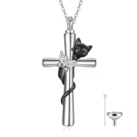 TOUPOP Sterling Silver Butterfly Cremation Urn Necklace With Funnel-style_name:1 Cat