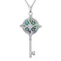 TOUPOP Sterling Silver Abalone Shell Evil Eye Star of David Cross Lotus Witch Knot Key Hamsa Hand Necklace-style_name:Witch Knot Key