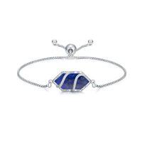 wholesale Bracelet For Women 925 Sterling Silver Hexagon Gemstone Link Bracelet Fine Jewelry Birthday Christmas Gifts For Women Her -color_name:Lapis Lazuli