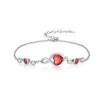 wholesale Infinity Birthstone Bracelet 925 Sterling Silver Heart Love Infinity Link Bracelet Fine Jewelry Birthday Christmas Gifts For Women Girlfriend Wife -color_name:07-July-Ruby