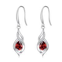 wholesale Infinity Birthstone Earrings For Women 925 Sterling Silver Infinity Love Birthday Jewelry Christmas Gifts For Women Mom Wife Girlfriend -color_name:01-January-Garnet