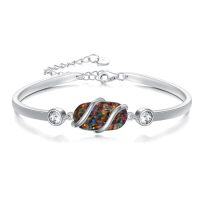 wholesale 925 Sterling Silver Bracelet For Women Gemstone Bracelet Bangle Fine Jewelry Birthday Christmas Gifts For Women Her Wife Mom -color_name:A-Black Opal