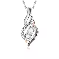 TOUPOP Sterling Silver Crystal I Love You Rose Flower Heart Necklace-color_name:Always My Daughter Forever My Friend