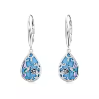TOUPOP 925 Sterling Silver Moonstone Turquoise Butterfly Dragonfly Bee Earrings-style_name:2-Turquoise Hummingbird