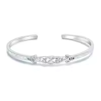 TOUPOP Sterling Silver Opal Cuff Bangle Bracelet For Women-style_name:7-Celtic White Opal Bracelet