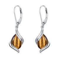 wholesale Teardrop Earrings For Women 925 Sterling Silver Gemstone Dangle Earrings Fine Jewelry Birthday Christmas Gifts For Women Mom -color_name:Tiger Eye Stone
