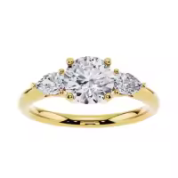 TOUPOP 10k/14k/18k Gold Moissanite Engraved Name Round Cut Engagement Rings-style_name:F Moissanite Ring
